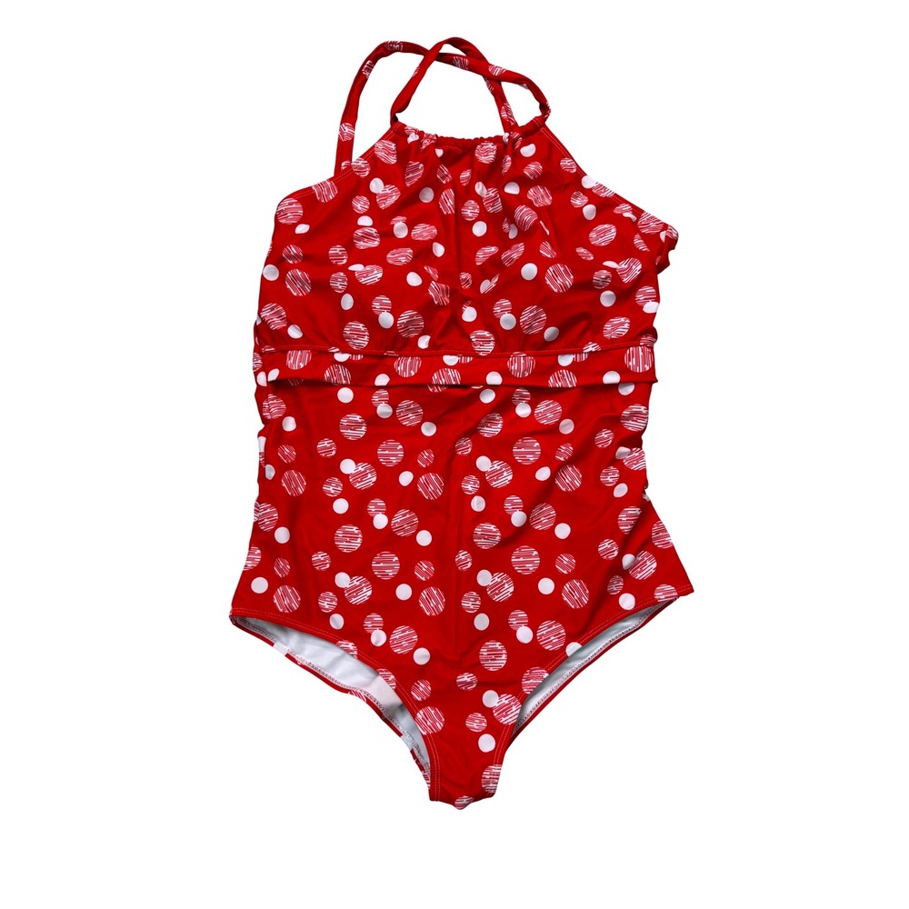Ocean Lily Saturn Red Polka Dot Nursing Maternity One Piece Swimsuit XL 22SW32